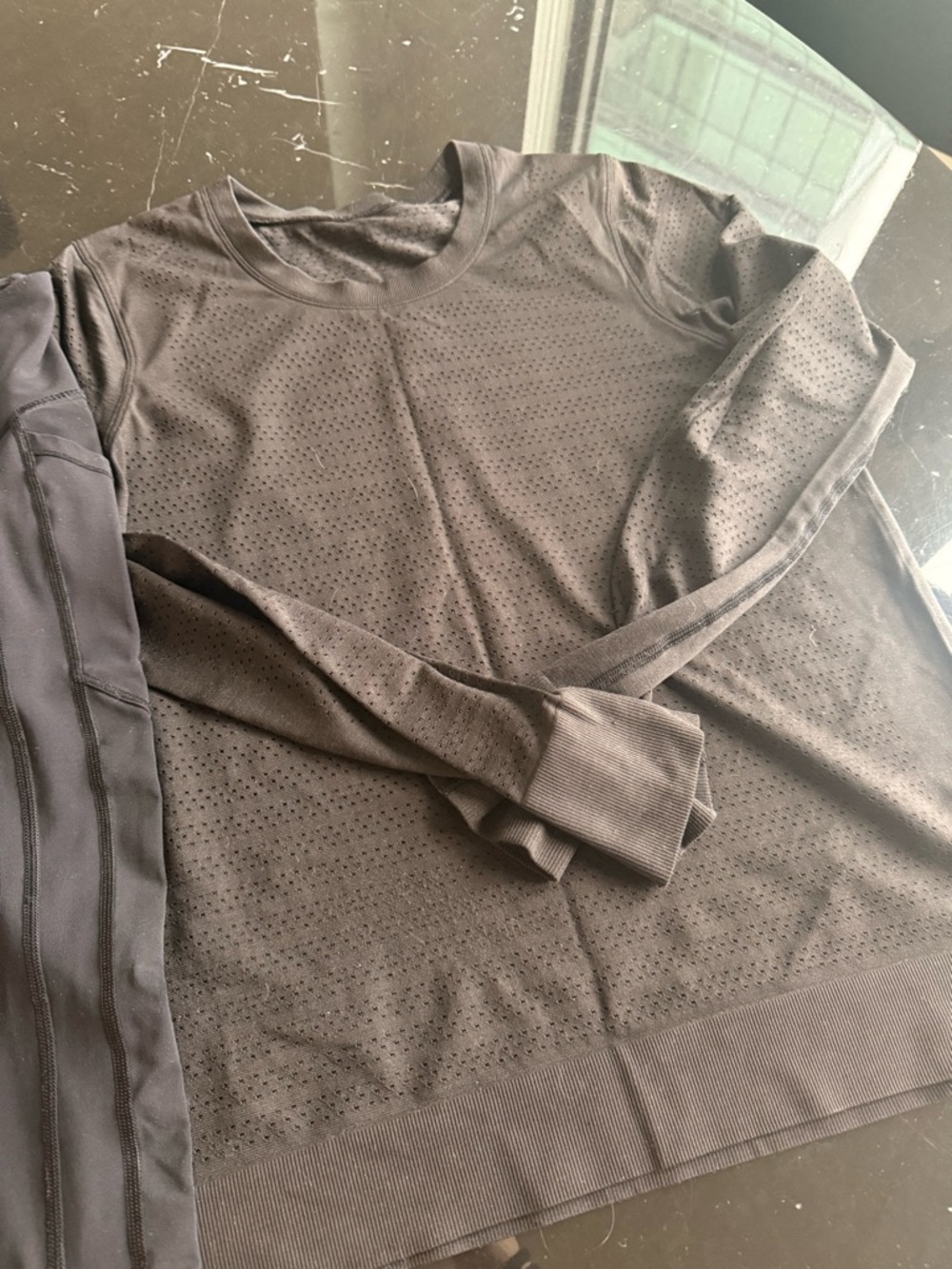 lululemon athletica Long Sleeve Perforated Crew Top in black